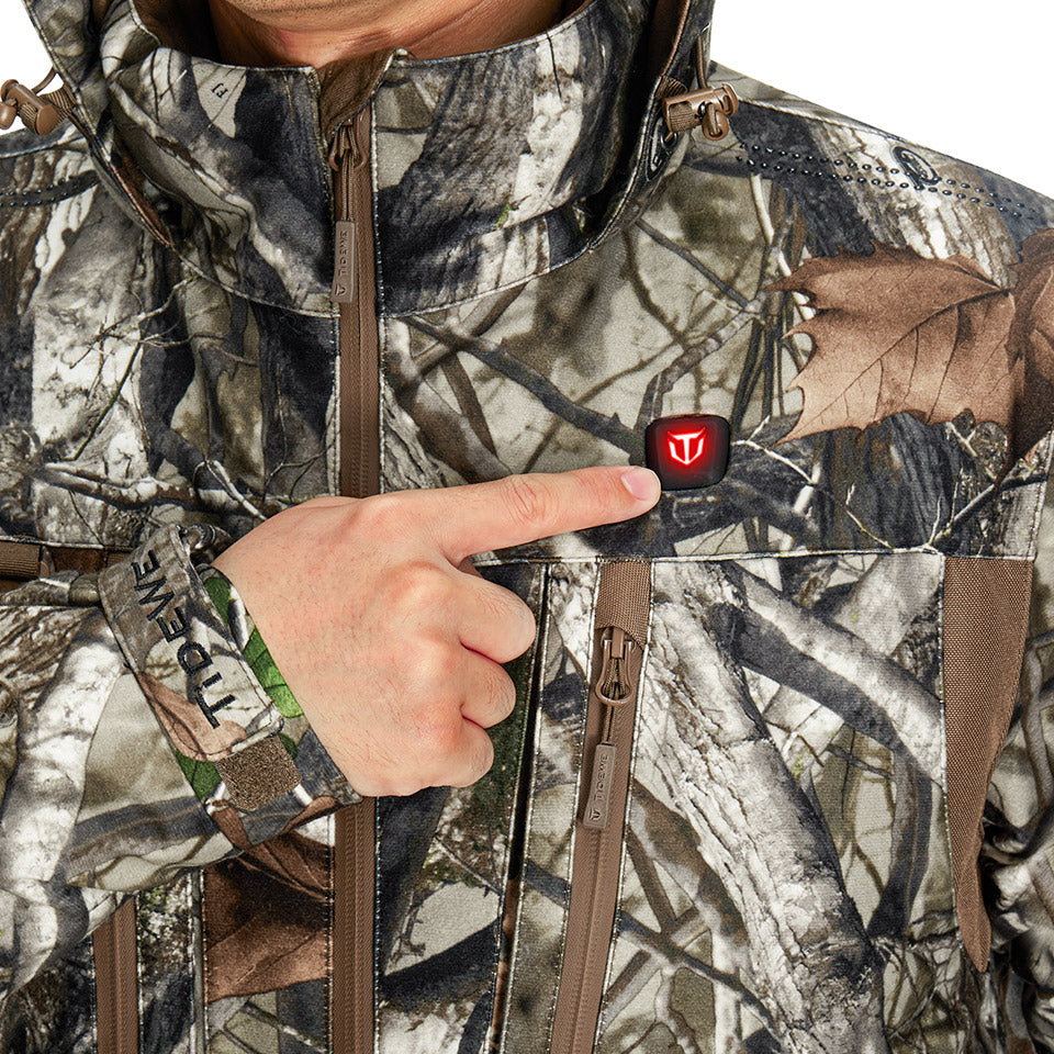 heated button on TideWe hunting jacket