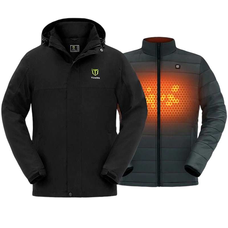 Men's 3-in-1 Heated Jacket with Battery Pack - TideWe