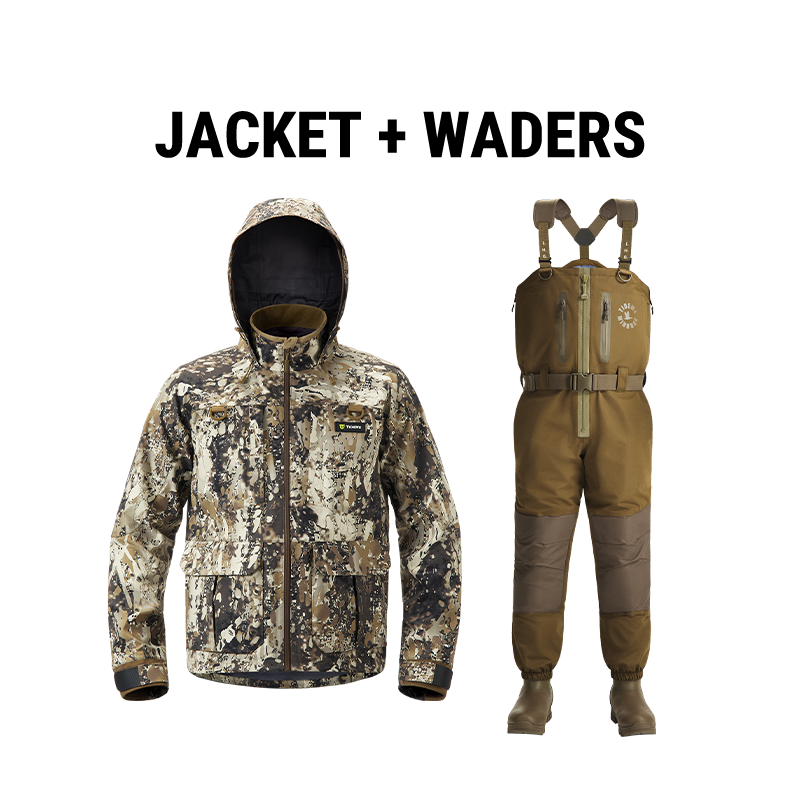 V,main,Jacket: Veil Avayde; Waders: Timber Shadow