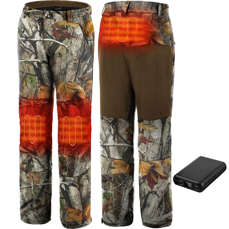 Camo Heated Hunting Pants for Men with Battery Pack TideWe