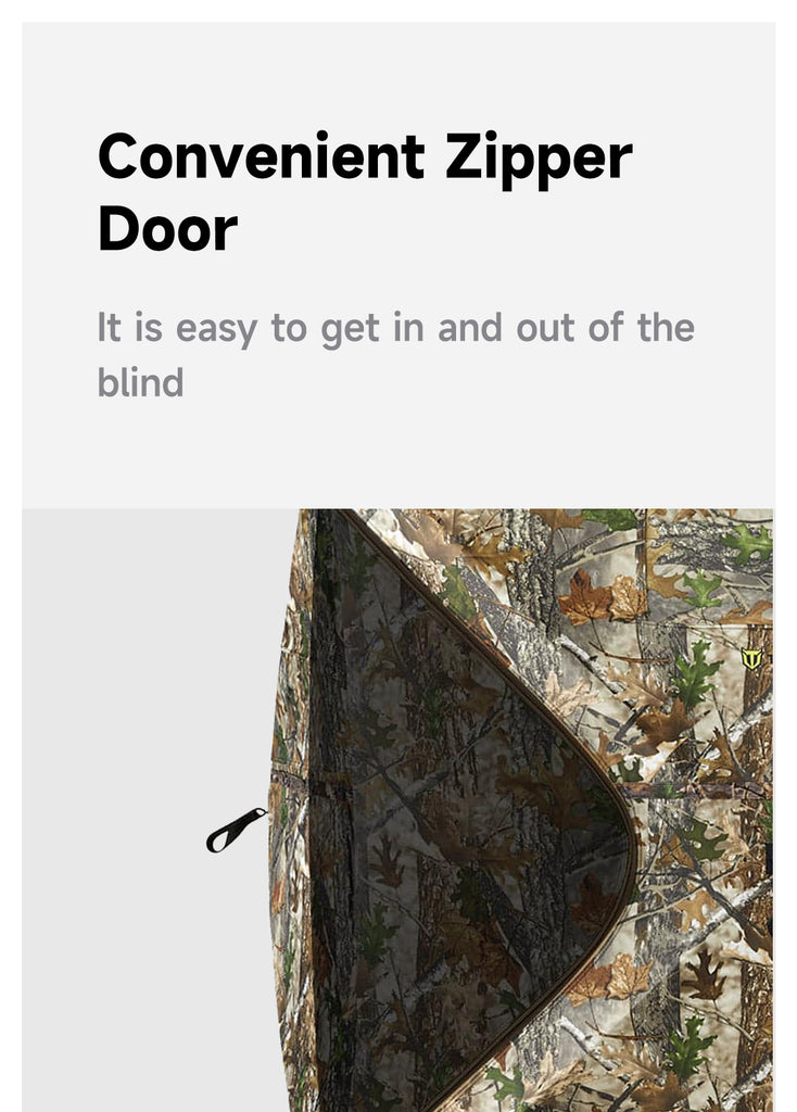 hunting blind with convenient zipper door