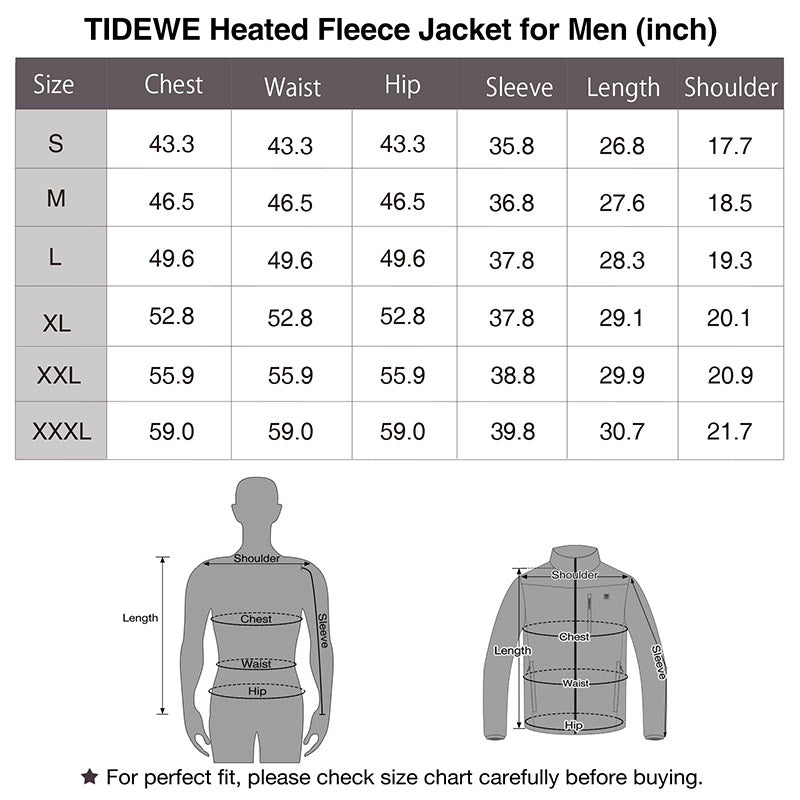 Men’s Heated Fleece Jacket Rechargeable Clothing TideWe