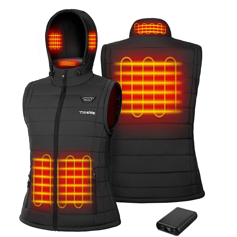 Tidewe Women's Heated Vest with Retractable Heated Hood and Battery Pack