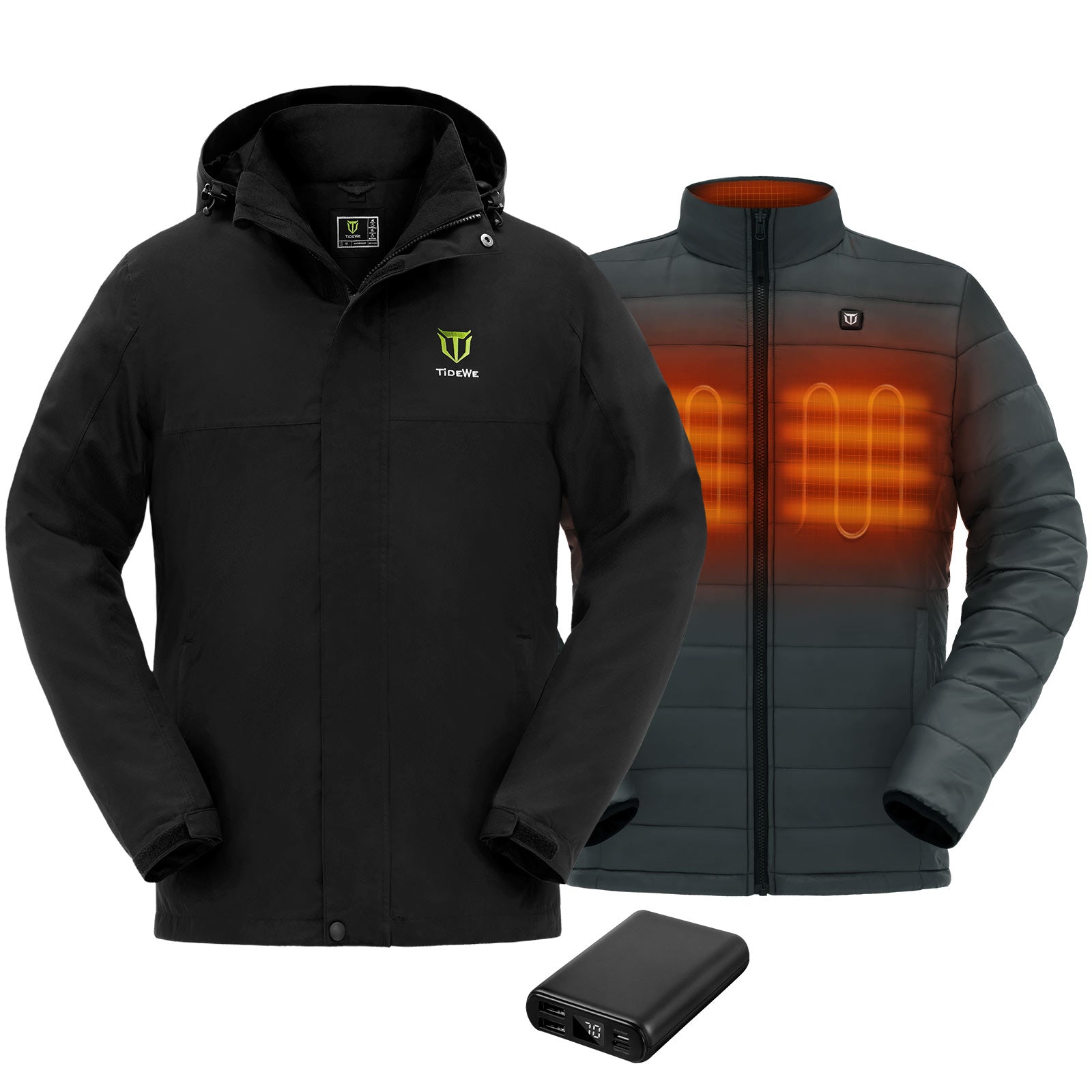 Men's 3-in-1 Heated Jacket with Battery Pack - TideWe
