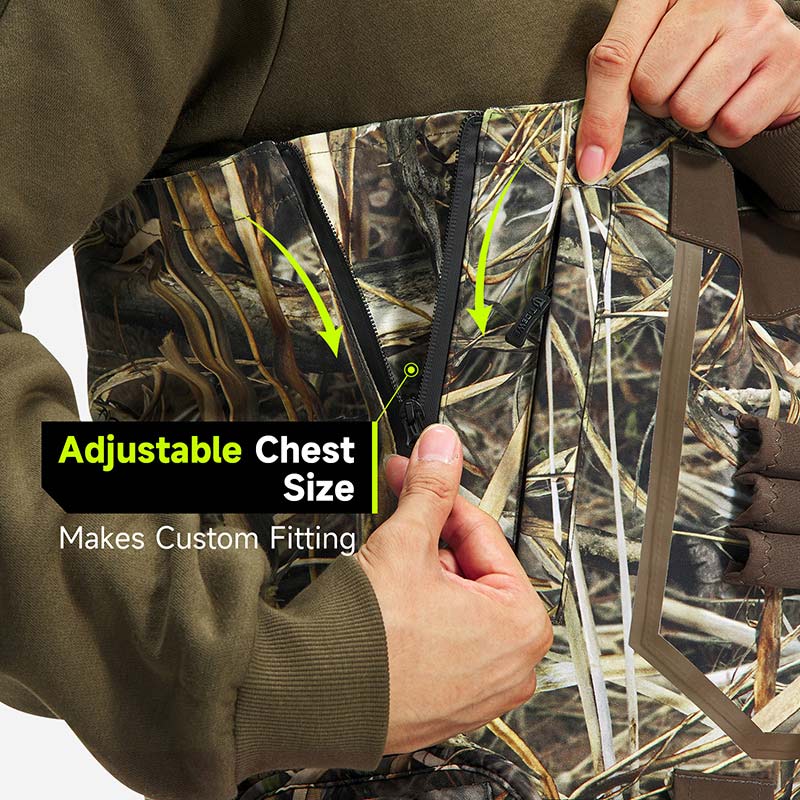 TideWe® DeepWade Zip Waders with adjustable chest size to make custom fitting 