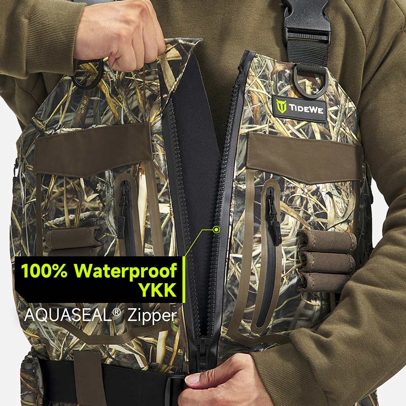 TideWe® DeepWade Zip Waders with 100% waterproof YKK zipper 