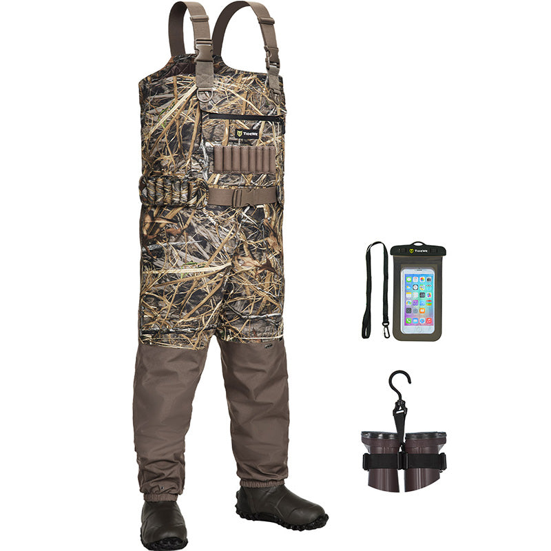 duck hunting waders with waterproof phone bag