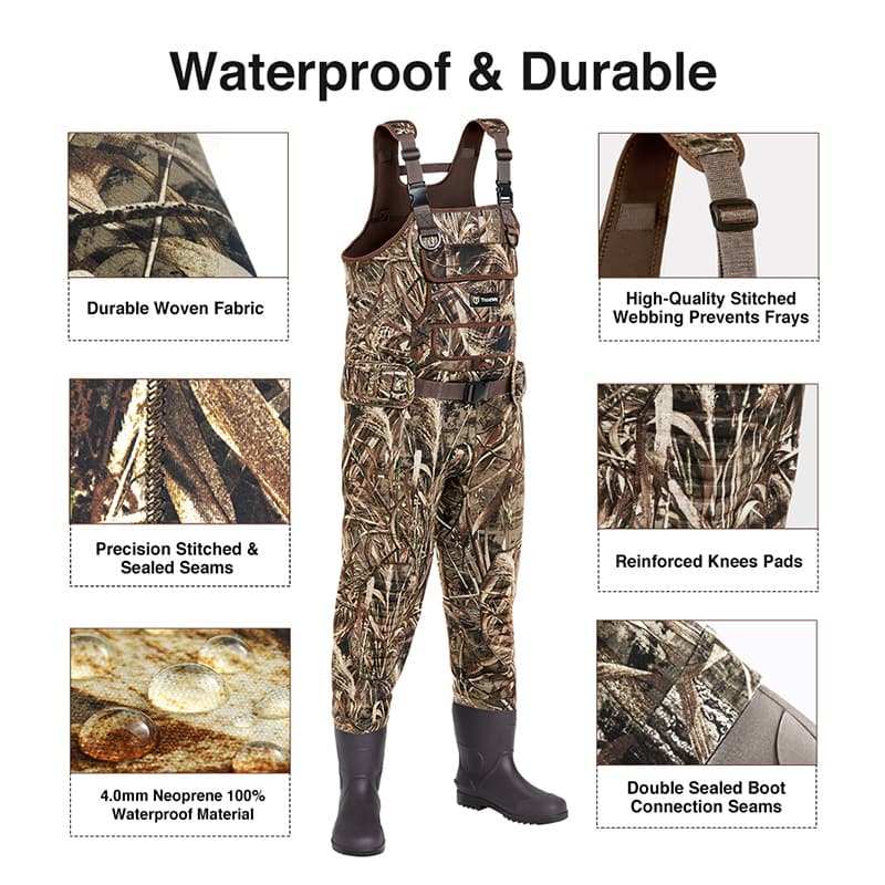 OXYVAN Duck Hunting Waders with 600G Rubber Boots Waterproof Insulated,  Neoprene Realtree MAX5 Camo Fishing Chest Waders for Big and Tall Men &  Women