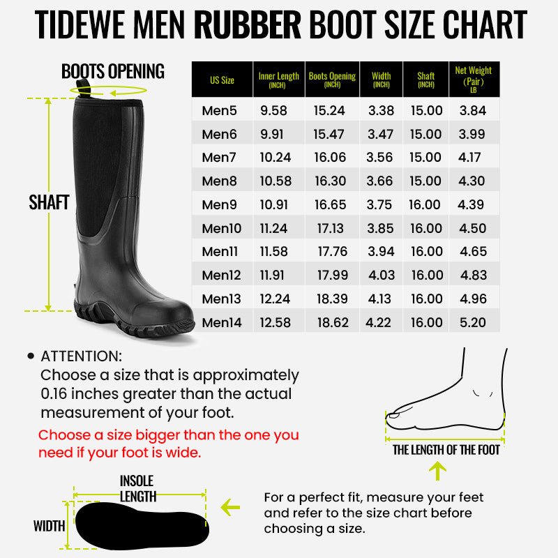 Neoprene Rubber Boots for Men with Steel Shank - TideWe display picture 3