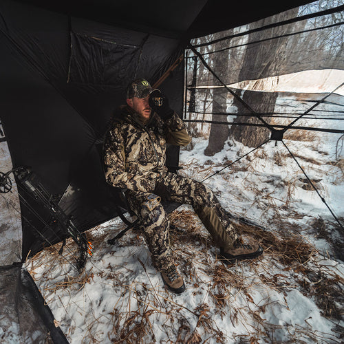 See-Through Hunting Ground Blind With Built-in Chair For Deer Hunting