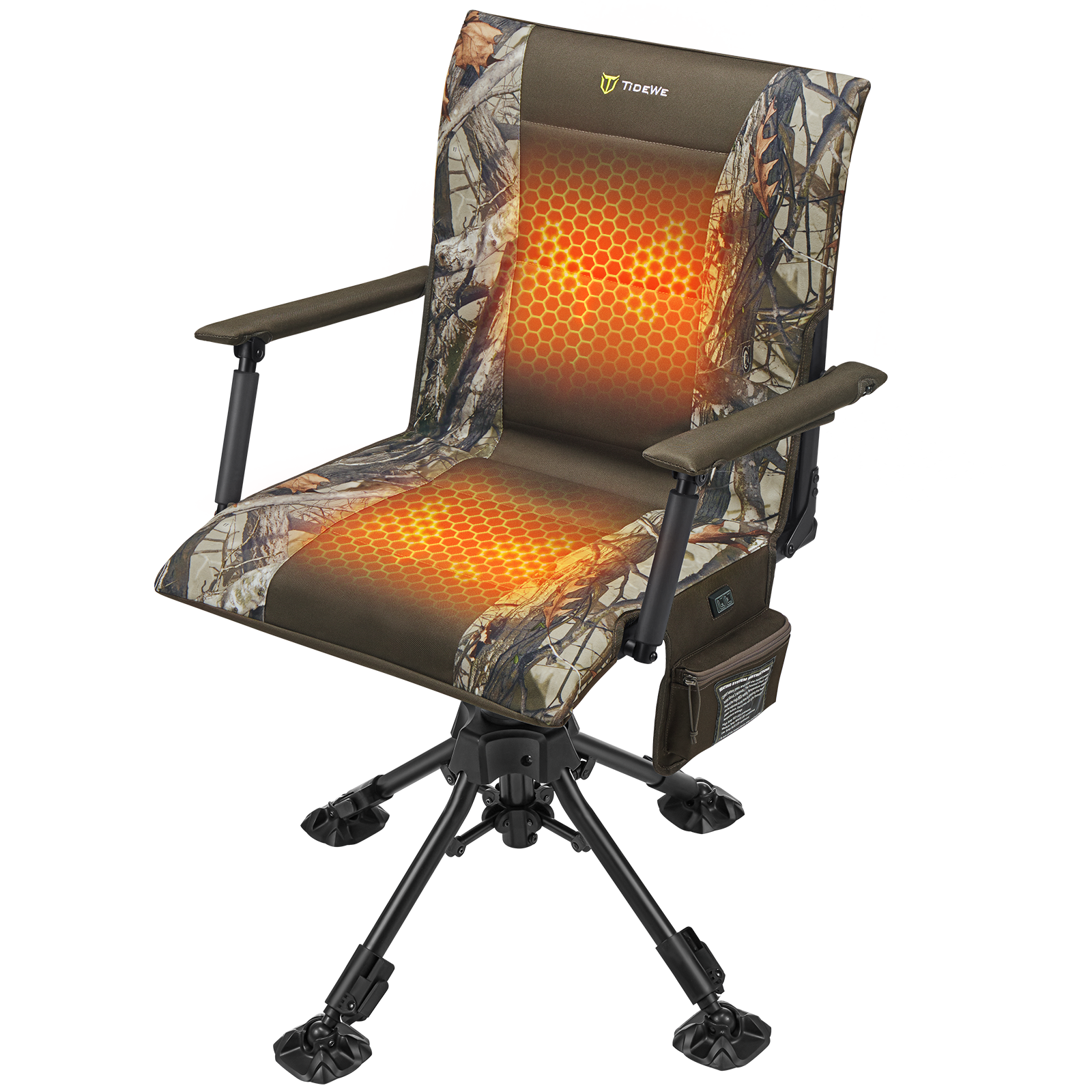Heated Hunting Chair Swivel Chair With Armrests TideWe