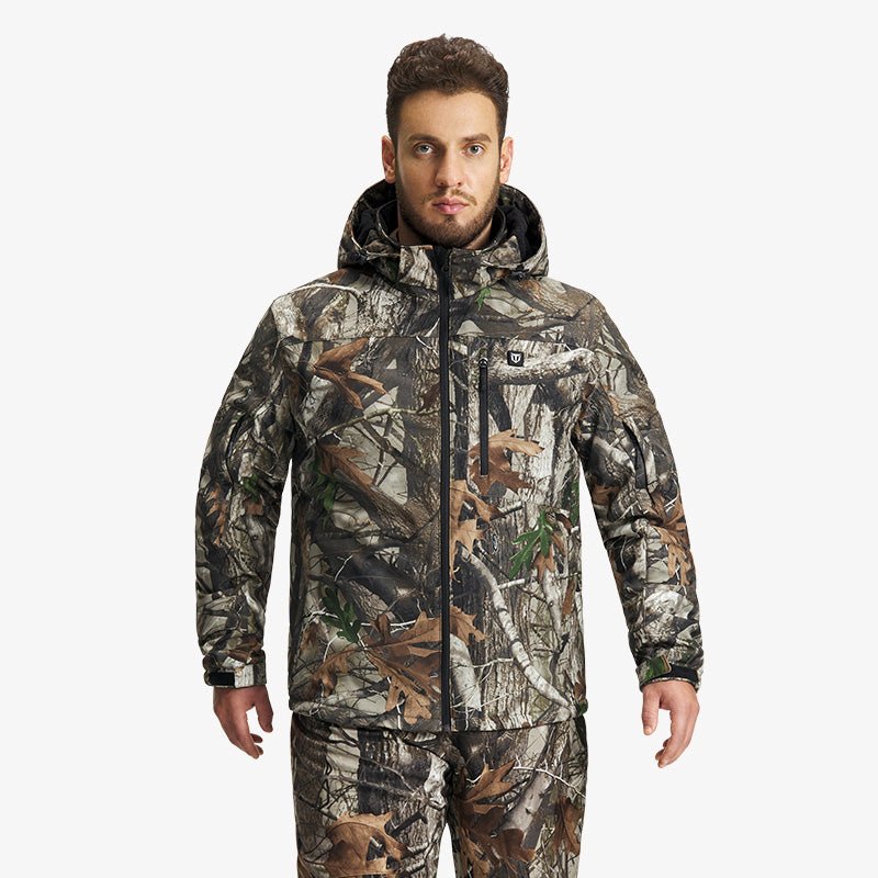 Men's Heated Jacket Coat with Hood and Battery Pack - Black / L - TideWe