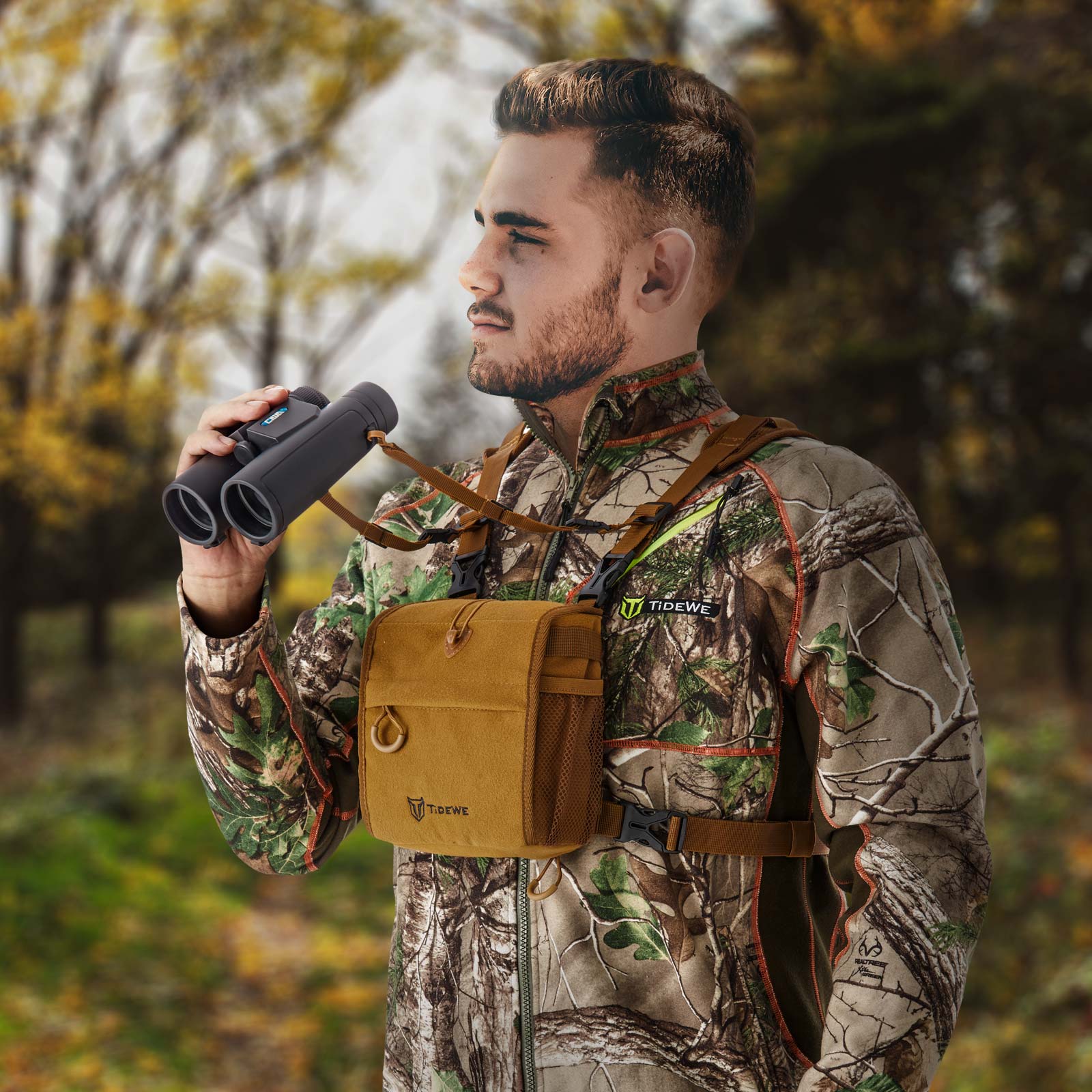 Bino Harness with Rangefinder Pouch & Rain Cover TideWe
