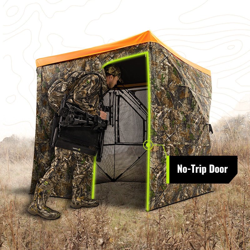 Hunting Deals XProudeer , 2-3 Person See Through Ground Blinds With 270 Degree,Pop Up & Portable Hunting Tent Carrying Patch & Chair,58 X 58 Inches, Camo S Deer & Turkey For Hunting Hunting Blind