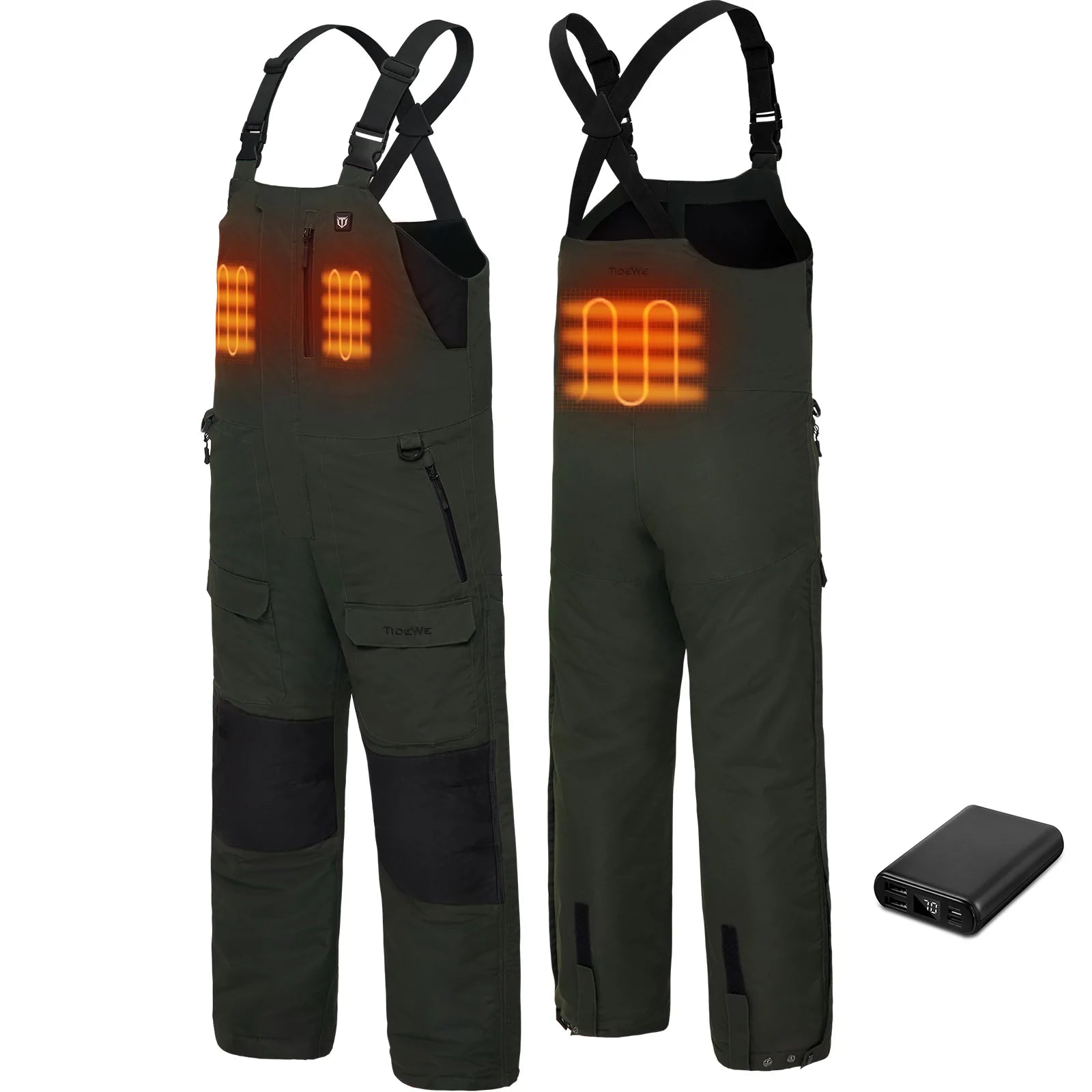 Men’s Insulated Heated Fishing Waterproof Bibs with Battery