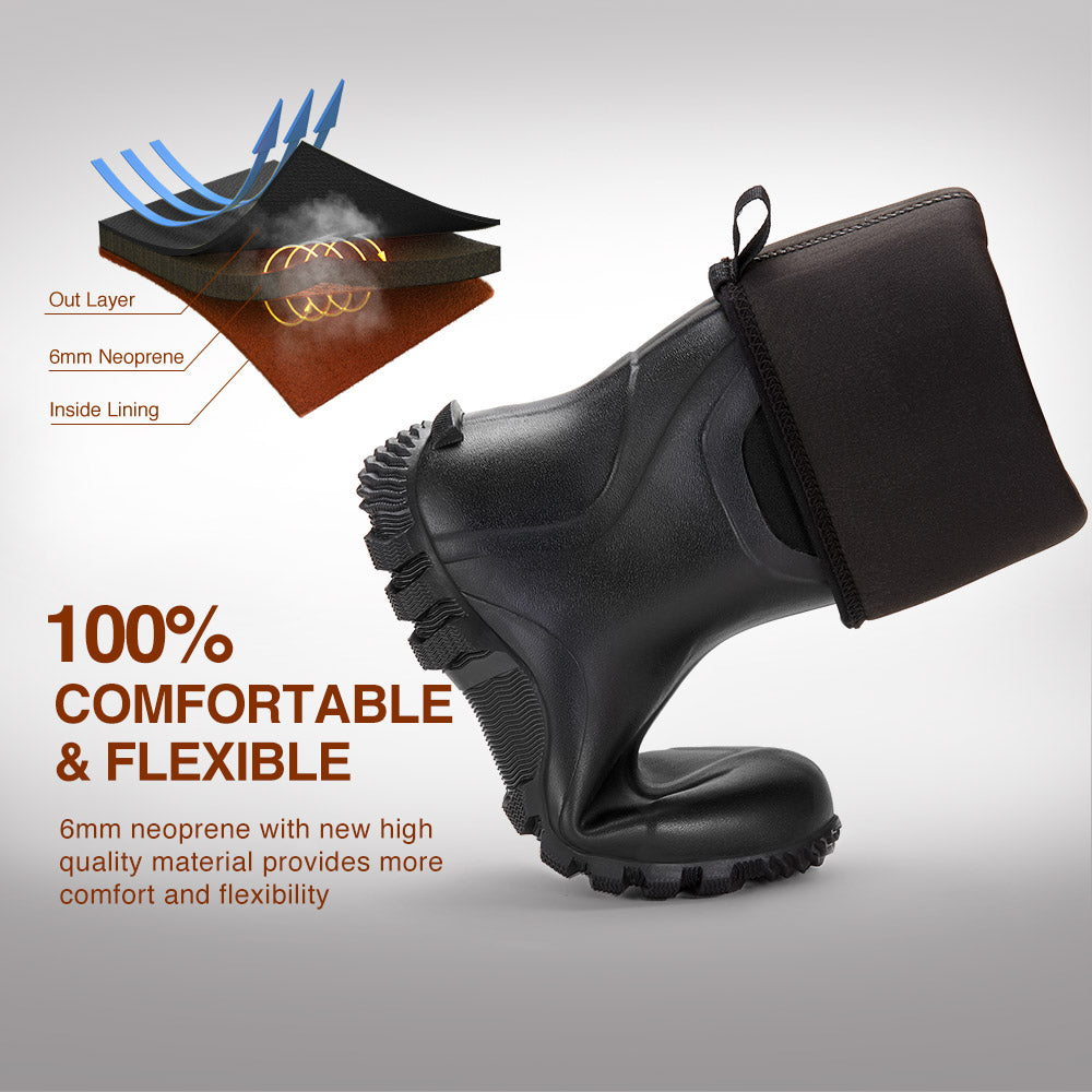 TideWe Rubber Boots for Men, Rain Boots with Steel Shank Neoprene: Waterproof, Anti-Slip, Comfortable, Durable, Multi-Use.
