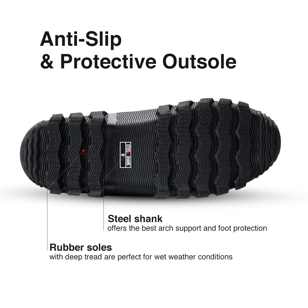 TideWe Rubber Boots for Men, Rain Boots with Steel Shank Neoprene: Waterproof, Anti-Slip, Comfortable, Durable.